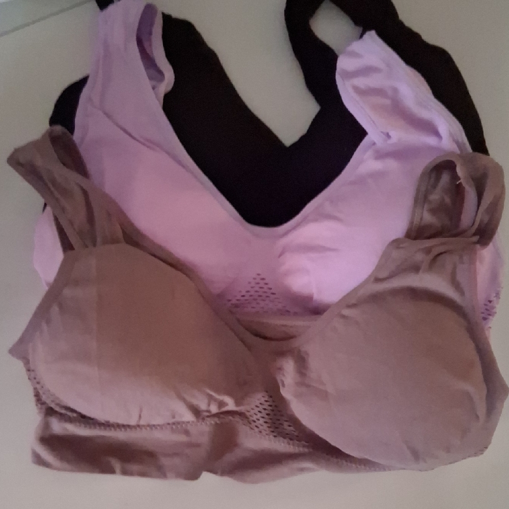 Pink and Brown Wireless Bras with Wide Straps